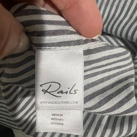 Rails White & Gray striped button down top with accents - Size Medium - Picture 9 of 10